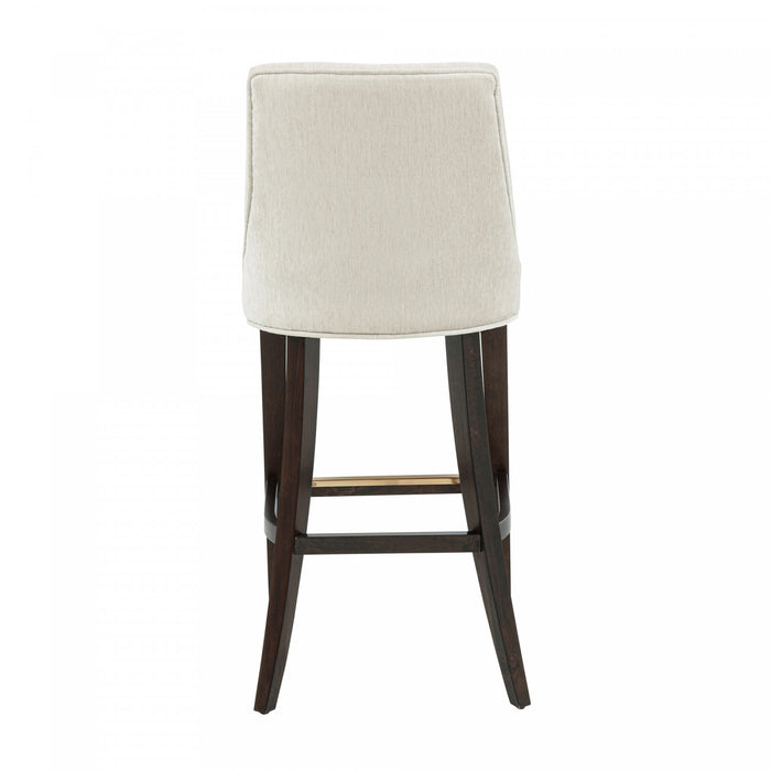 Beever Modern Chenille Wood Upholstered Barstool in Cream - Set of 2 Bar Stool