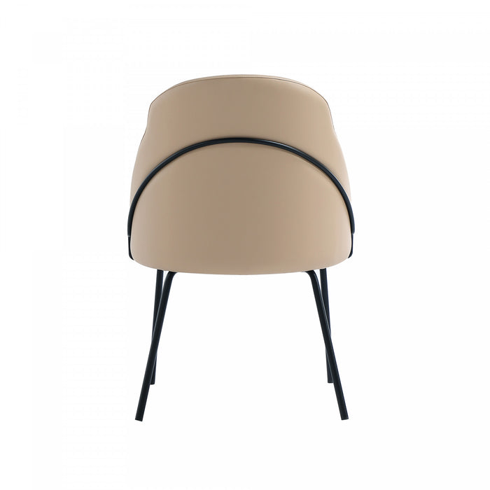 Gracie Modern Vegan Leather Metal Dining Chair in Tan and Black - Set of 2