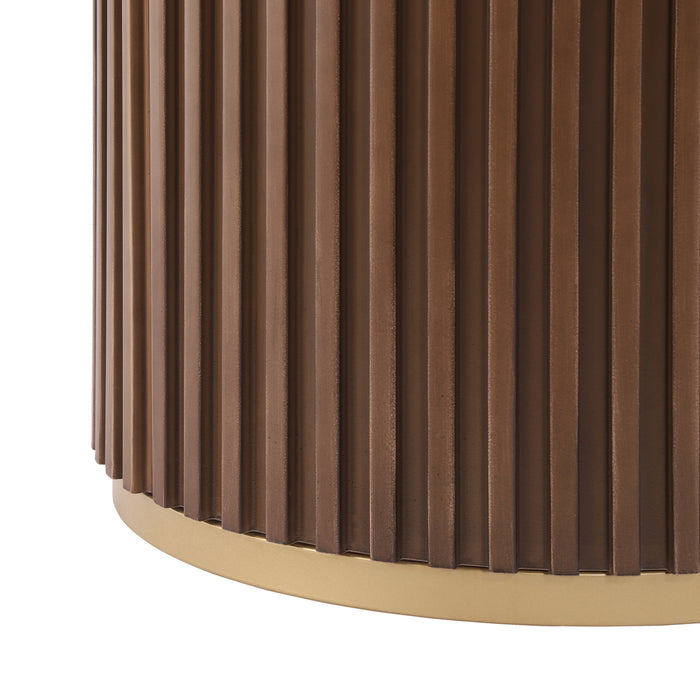 Voss Modern Round Dining Table with Ash Veneer Tabletop & Metal Base, Brown