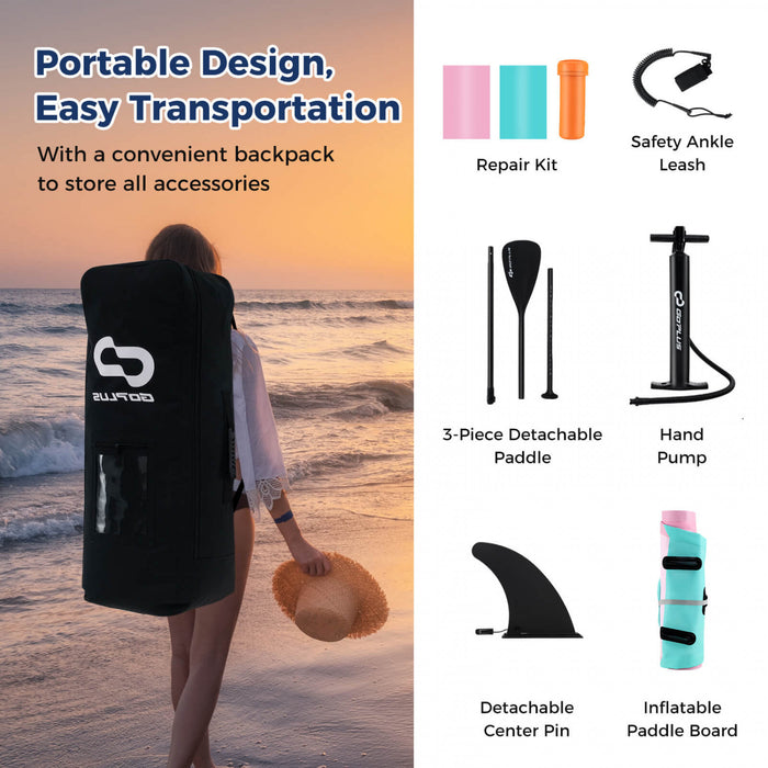 Goplus Small Inflatable Sup Board, Portable Paddle Board With 5d Rings Stand Up Paddle Board For Youth & Adult Light Pink