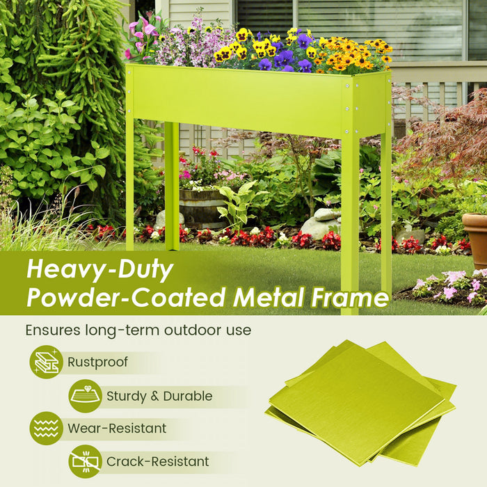 Costway 40\" Raised Garden Bed With Legs Metal Elevated Planter Box Drainage Hole Backyard Green
