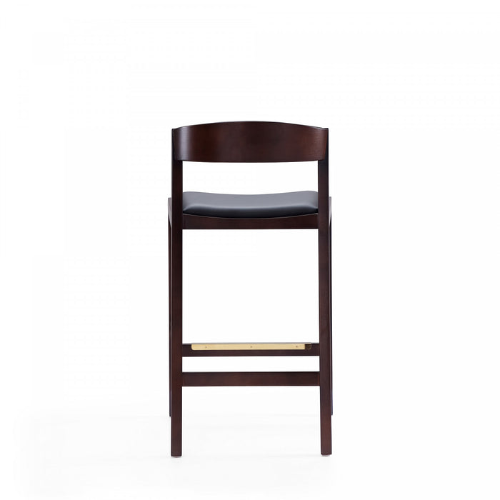 Klismos Mid-Century Modern Wood Upholstered Counter Stool in Black - Set of 3