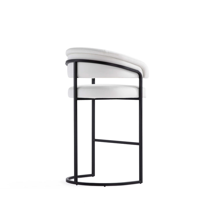 Augusta Modern Metal Upholstered Barstool in White - Set of 2