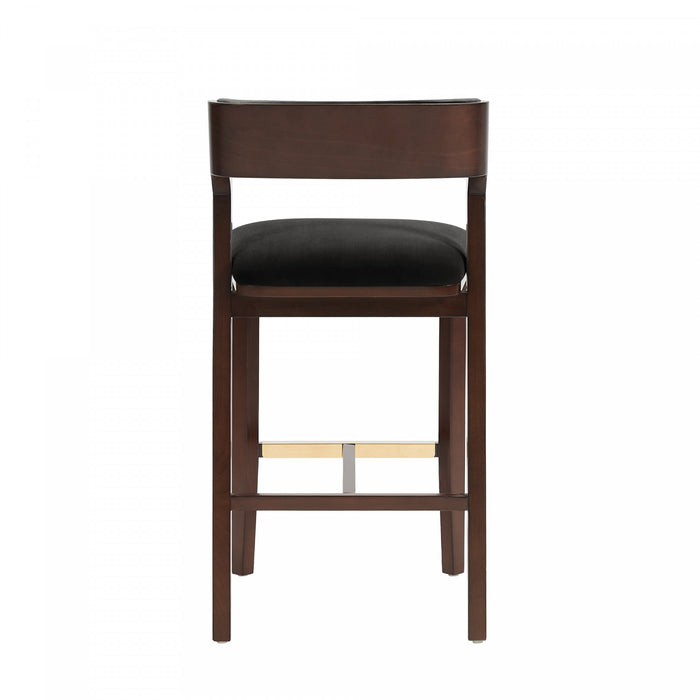 Patricia Modern Wood Upholstered Barstool in Black Bar Stool