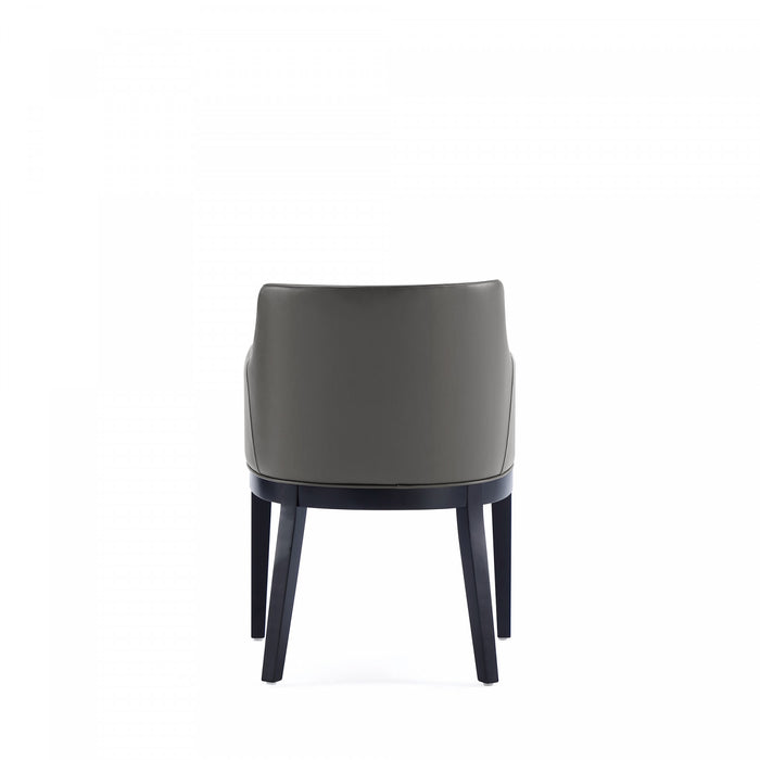 Gansevoort Modern Wood Vegan Leather Armchair in Graphite - Set of 2