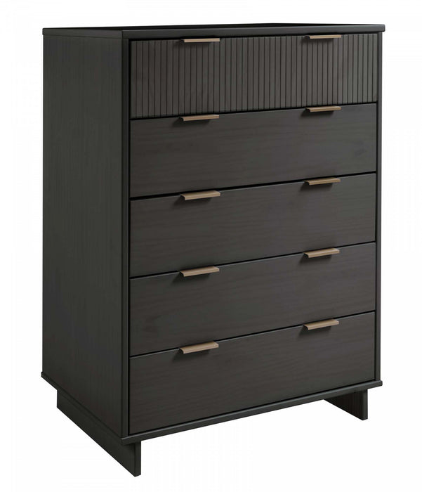 Granville Modern 38\" Chest in Charcoal Gray (5-Drawer)
