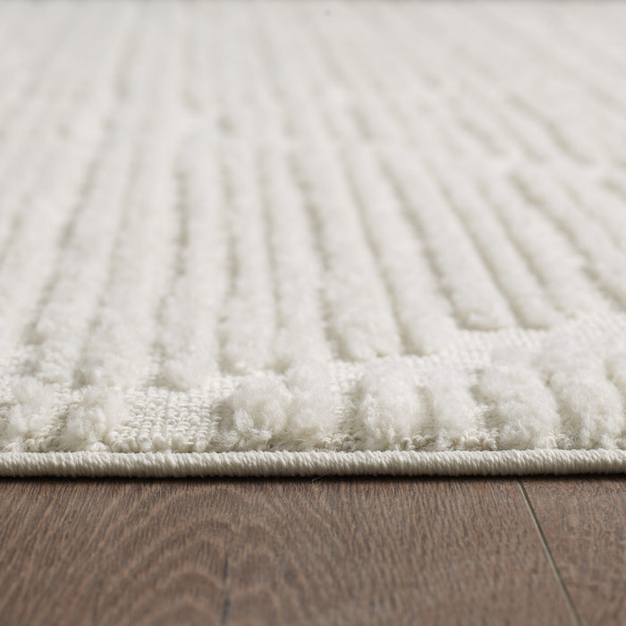 Quinto Lattice Large Cream Shag Area Rug - 5'7\" x 7'3\"
