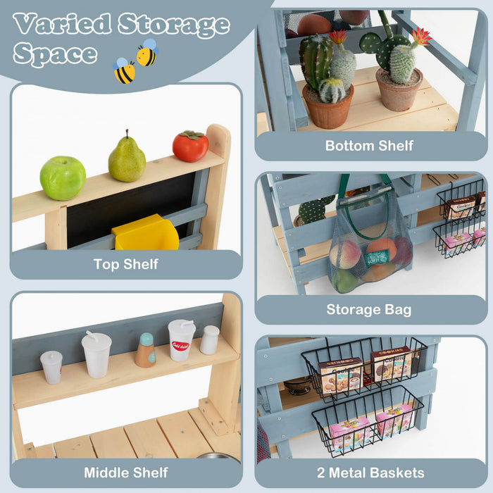 Costway 2-in-1 Outdoor Mud Kitchen With Faucet & Removable Sink Metal Baskets Storage Bag