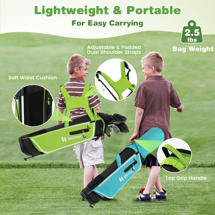 Ultimate Junior Complete Golf Club Set For Kids Age 11-13 Years Old Golf Practice Set Green