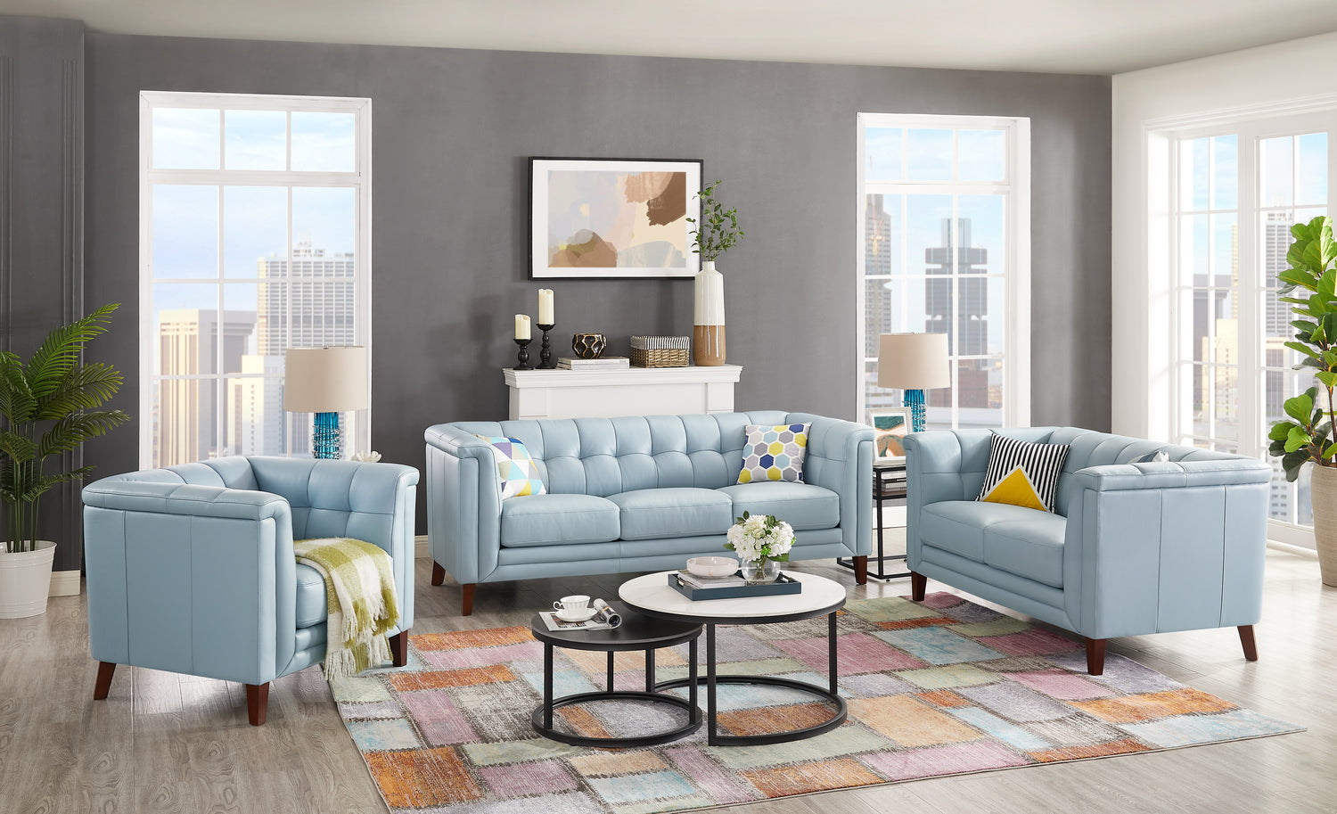 Hydeline Bodie Leather Chair Spa Blue The Brick