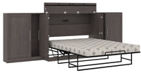 Bestar Pur Full Storage Cabinet Bed with Mattress - Bark Grey