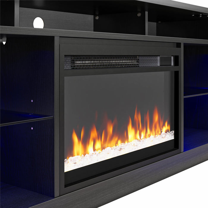 Ameriwood Home Luna Electric Fireplace TV Stand for TVs up to 65\" - Black Oak