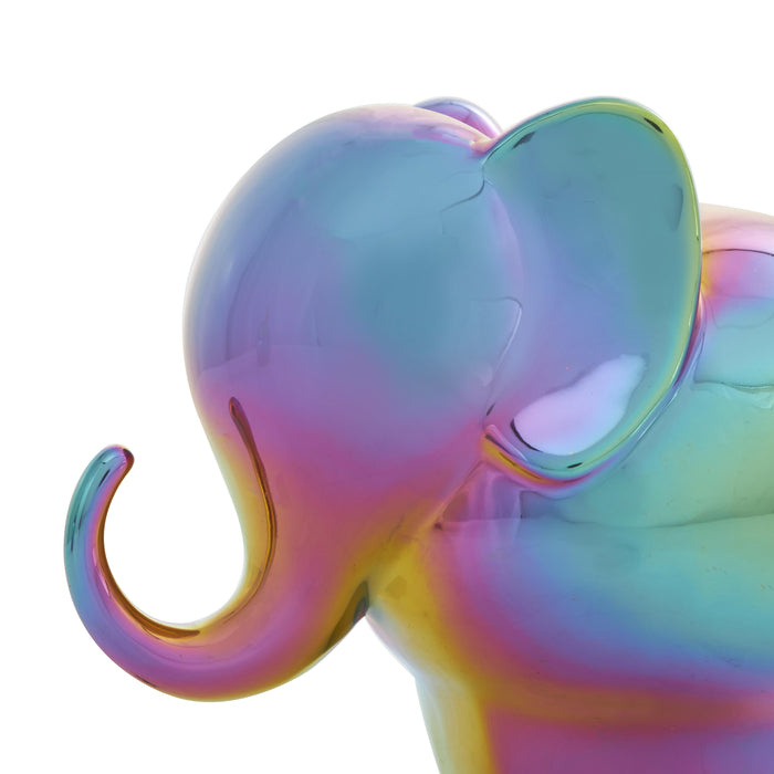 Ceramic 6\" Iridescent Elephant Sculpture - Set of 2