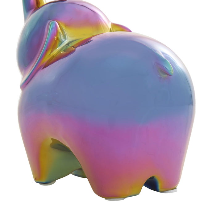 Ceramic 6\" Iridescent Elephant Sculpture - Set of 2