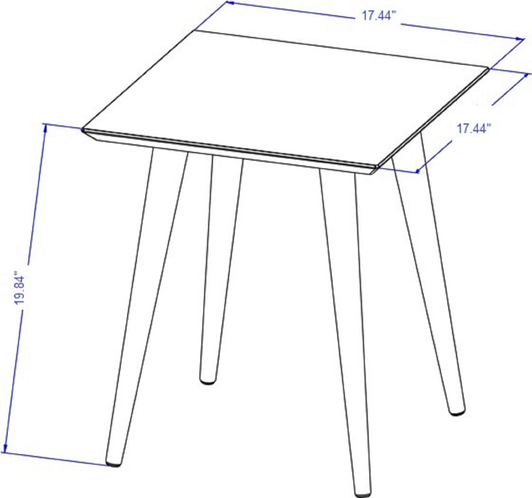 Manhattan Comfort Utopia 19.84\" High Square End Table with Splayed Wooden Legs - White Gloss