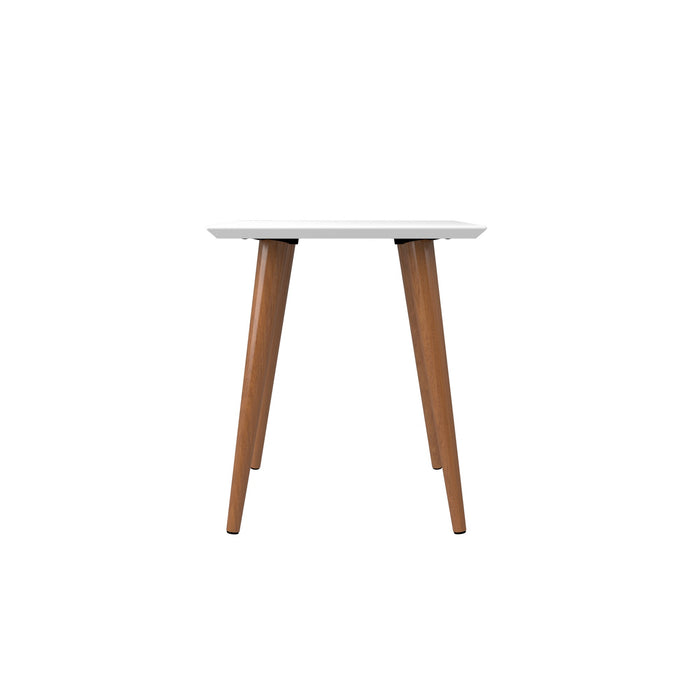 Manhattan Comfort Utopia 19.84\" High Square End Table with Splayed Wooden Legs - White Gloss