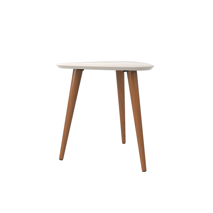 Manhattan Comfort Utopia 19.88\" High Triangle End Table with Splayed Wooden Legs - White Gloss
