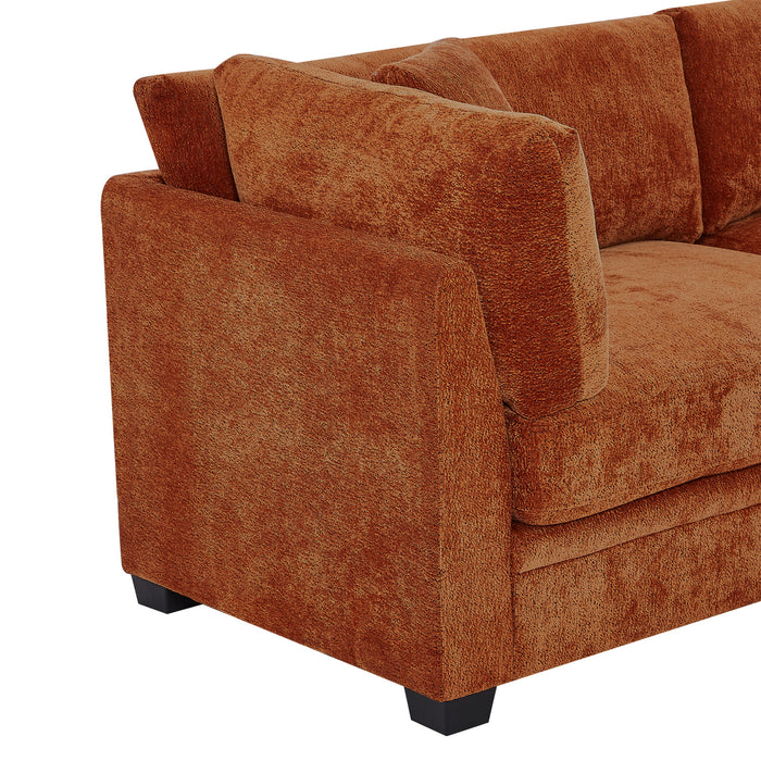 Flare Modern 83.5 Inch Flared Arms Sofa with High-Density Cushions, Caramel