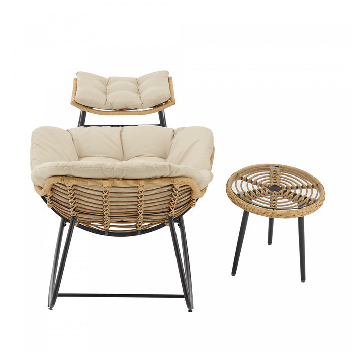 Benson Modern 3-Piece Lounge Chair Set in Cream - Set of 6