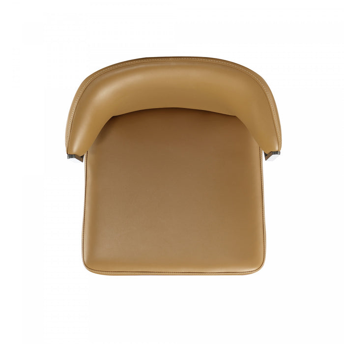 Kirsten Modern Metal Vegan Leather Dining Chair in Camel - Set of 2 Armoire