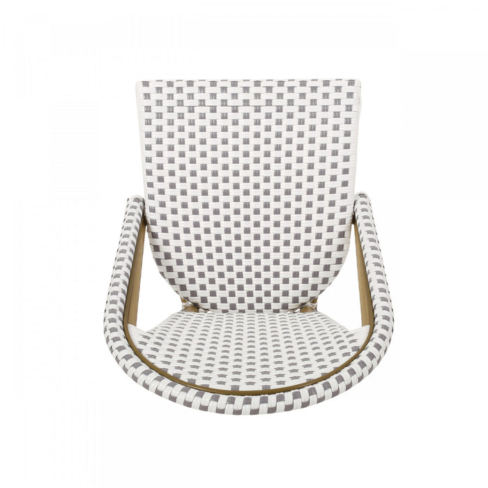 Julien Faux Ratten and Aluminum French Bistro Chairs, Set of 2 - Grey and White
