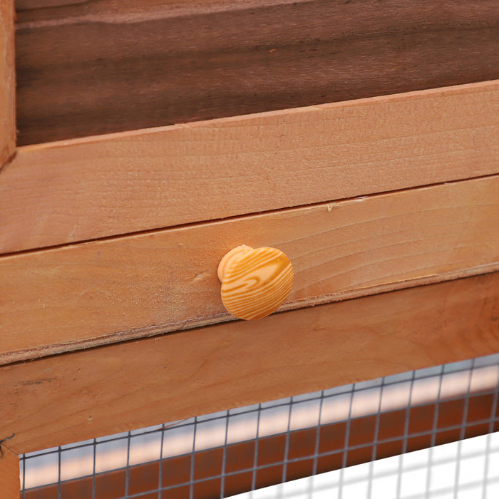 Pawhut Two-level Rabbit Hutch Small Animal House Pet Bunny Cage Home W/ Outdoor Run Water & Uv Resistant Roof Access Ramp Natural Finish Guinea Pig Bunny Hamster Habitat