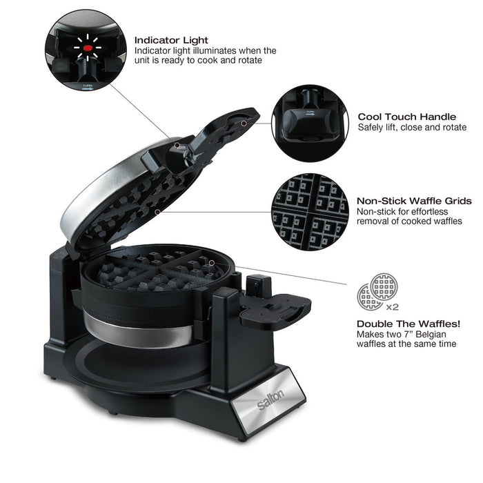 Salton Rotating Double Belgian Waffle Maker