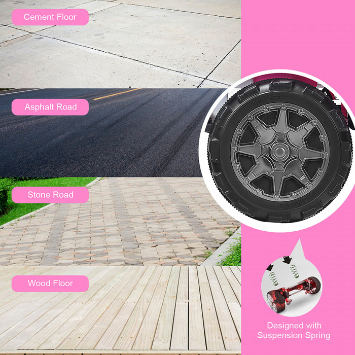 Costway 12v Kids Ride On Car 2 Seater Truck Rc Electric Vehicles W/ Storage Room Pink