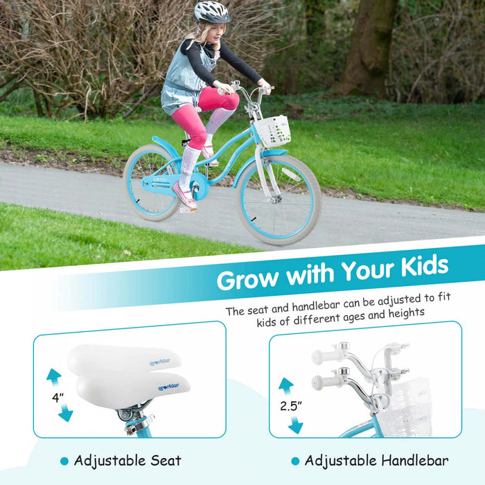 Prorider 20\" Kids Bike With Height Adjustable Handlebar & Seat Hand Brake & Coaster Brake Blue