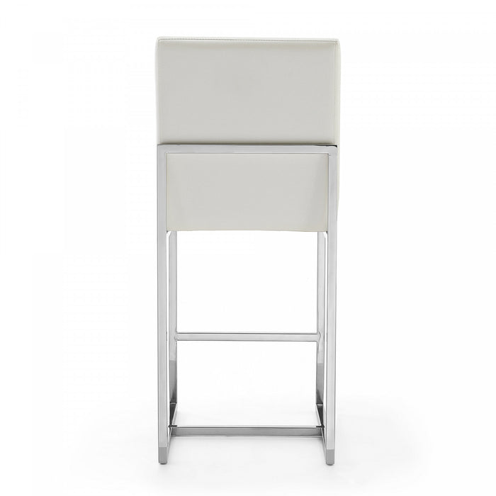 Element Modern Metal Upholstered Counter Stool in Pearl White - Set of 3