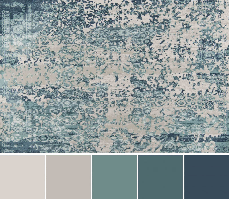 Delphine Traditional 5'1\" x 7'7\" Area Rug in Blue Indoor Area Rug