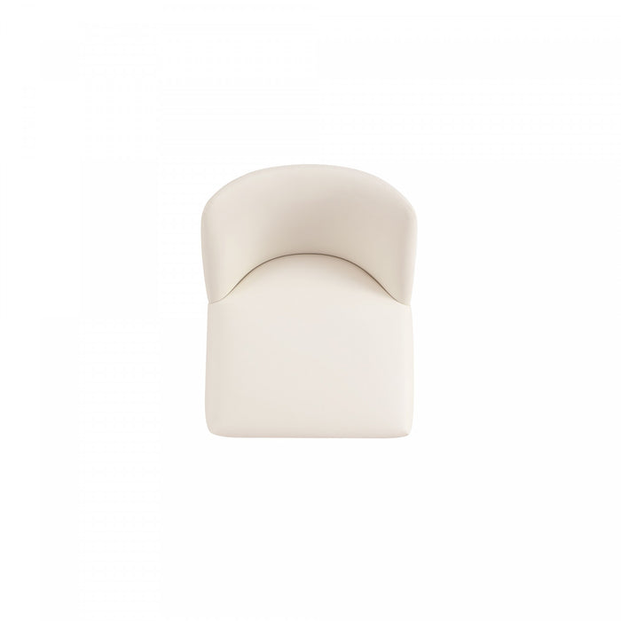 Gansevoort Modern Wood Vegan Leather Dining Chair in Ivory - Set of 4