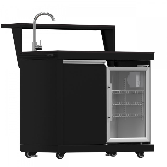 Forno All'Aperto 87,600 BTU BBQ, Sink & Bar Module, Gas Pizza Oven, Black Countertops - FODKT2551BLK