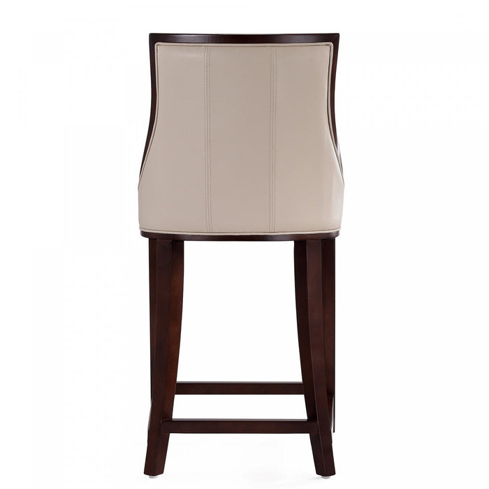 Fifth Avenue Traditional Wood Upholstered Counter Stool in Cream - Set of 2