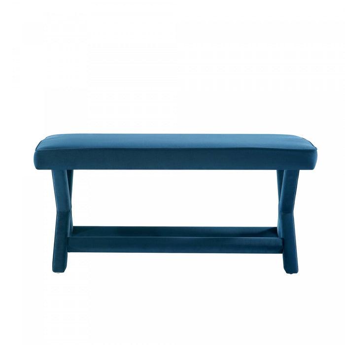 Abigail Mid-Century Modern Upholstered Velvet Accent Bench in Blue