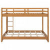 Ethan Solid Wood Queen Size Bunk Bed with Ladder, Sturdy & Space-Saving, Brown | Lit superpose Ethan en bois massif format Queen avec echelle, gain de place, brun