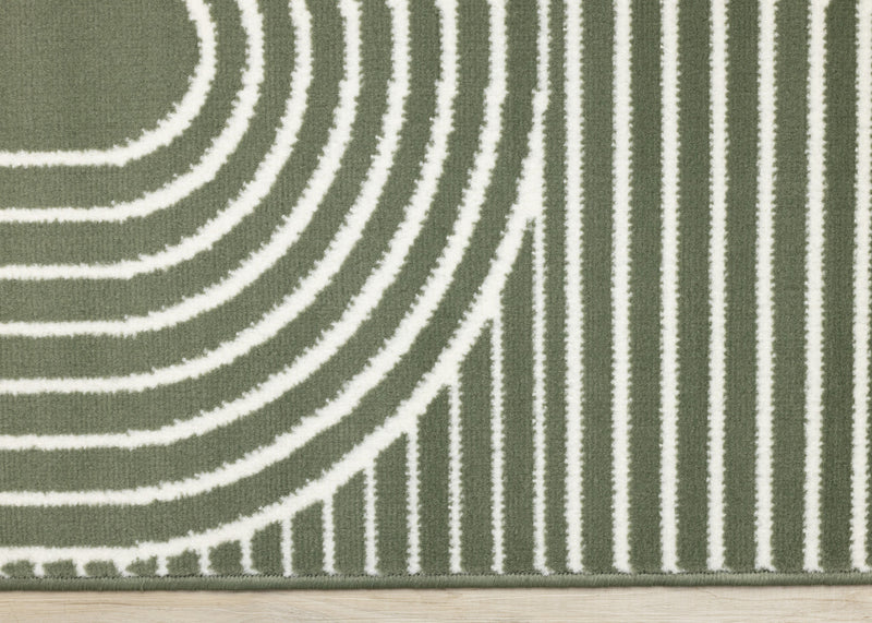 Forte Green White Modern Geometric Arches Area Rug - 7'9\" x 10'6\"