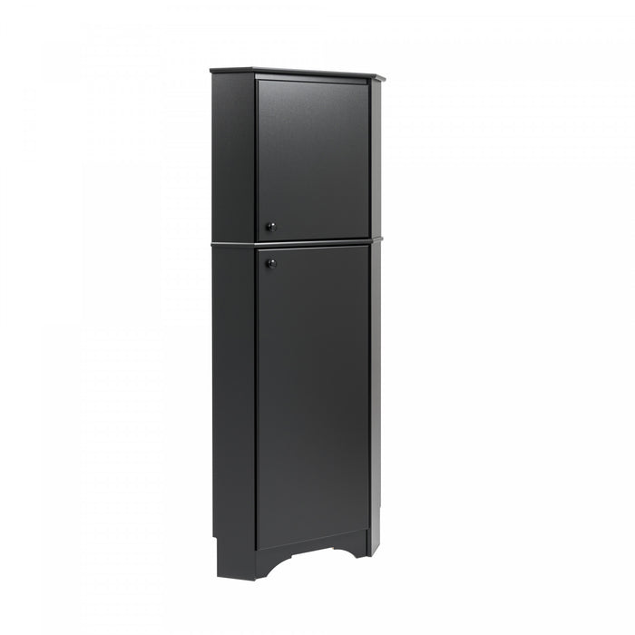 Elite Tall 2-Door Corner Storage Cabinet - Black