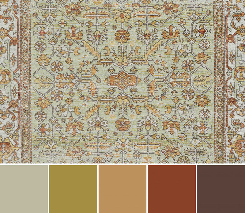 Hailey Traditional 6'7\" x 9'6\" Area Rug in Green Indoor Area Rug
