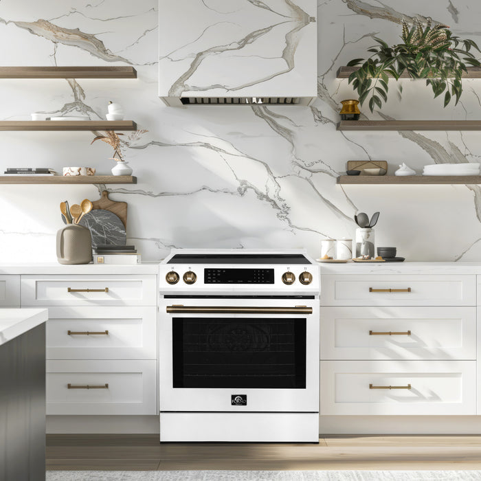 Forno Donatello Espresso 30\" Induction Range, White - FFSIN0905-30WHT