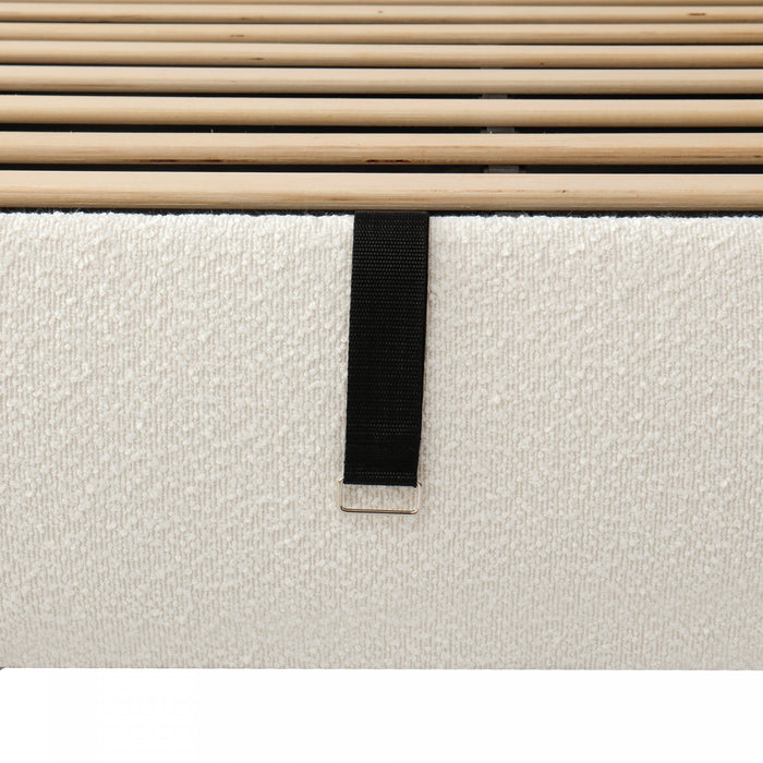 Diana Ottoman Hydraulic Lift Storage Platform Bed with Luxurious Boucle Upholstered and Sturdy Storage,Queen Size,White Queen Bed