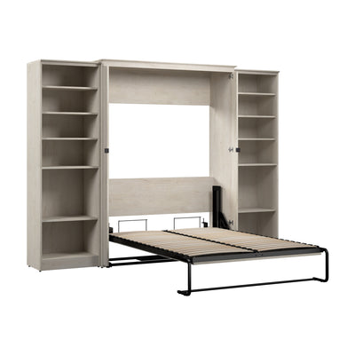 Bestar Key West Full Murphy Bed with Closet Organizers (113 W) - Linen White Oak|Lit double escamotable Key West de Bestar de 113 po (L) avec organisateurs de garde-robe - blanc chêne lin