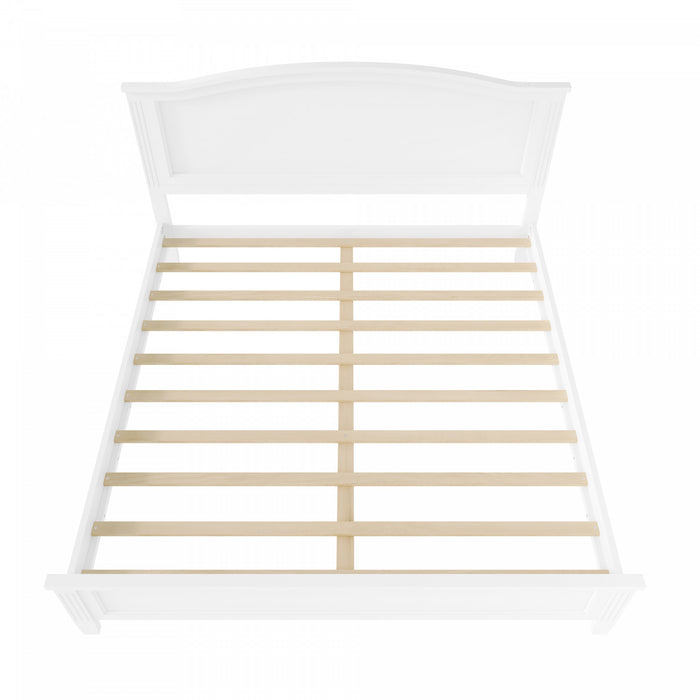 Benson Queen Size Solid Wood Platform Bed with Stylish Headboard, White