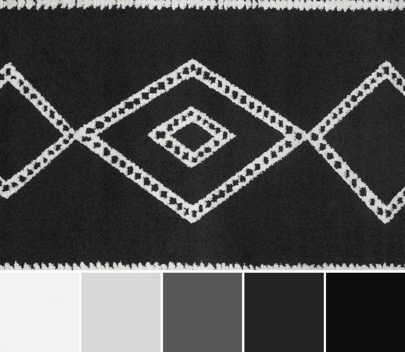 Zelda Contemporary 2'3\" x 7'6\" Runner Rug in Black Indoor Area Rug
