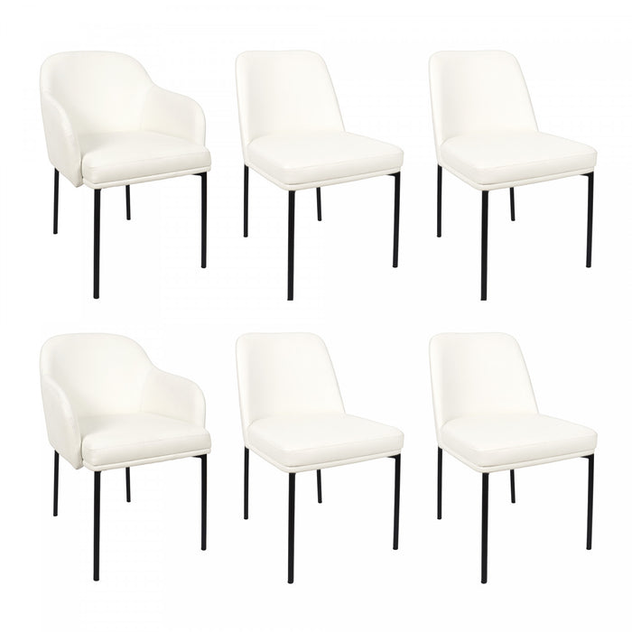 Loft Contemporary Vegan Leather Metal Side Chair in Ivory - Set of 2