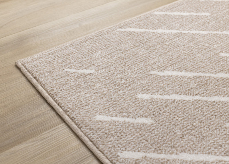 Diagonal Pattern Cream Rug Covington Beige Cream Diagonal Rain Streaks Design Rug, 7'10