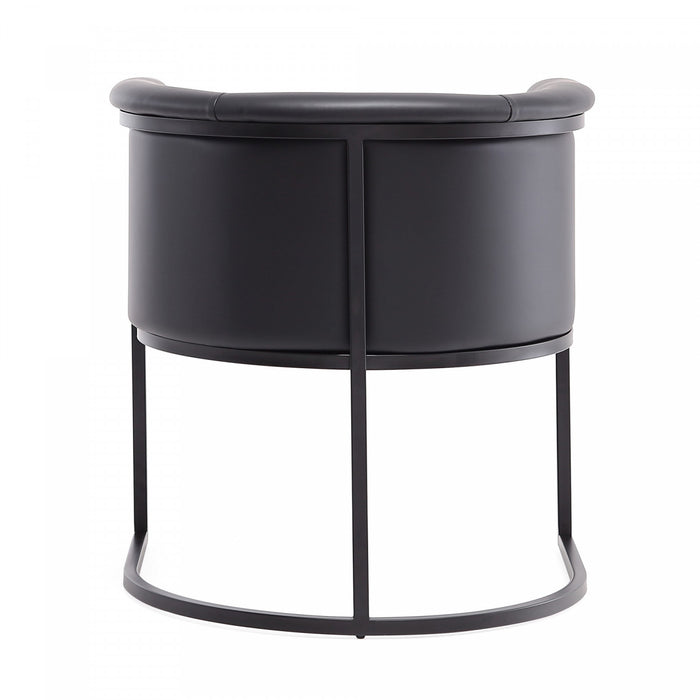 Cosmopolitan Mid-Century Modern Vegan Leather Metal Dining Chair in Black - Set of 2