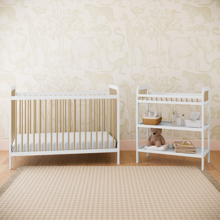 Storkcraft Pasadena Changing Table with Water-Resistant Changing Pad - White/Driftwood