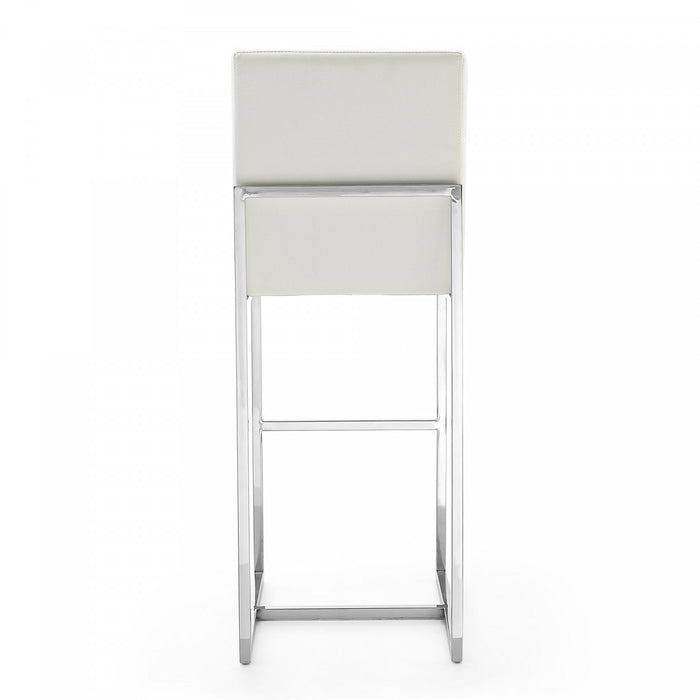 Element Modern Metal Upholstered Barstool in Pearl White - Set of 2