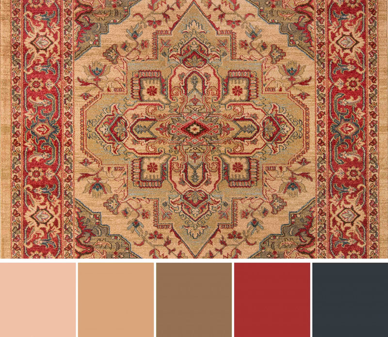 Lux Traditional 5'3\" x 7'6\" Area Rug in Ivory Indoor Area Rug